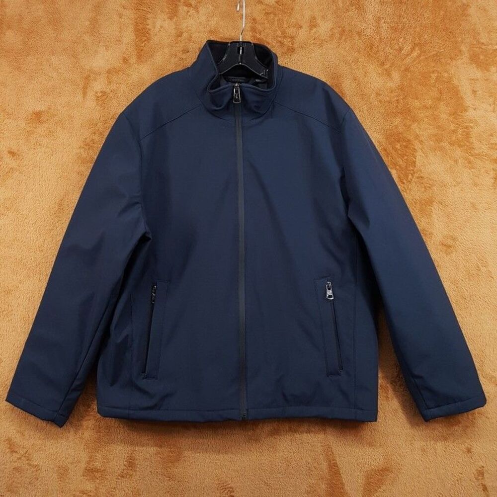 CALVIN KLEIN Jacket Mens Large Navy Blue Zip Up Midweight Insulated Lining $175